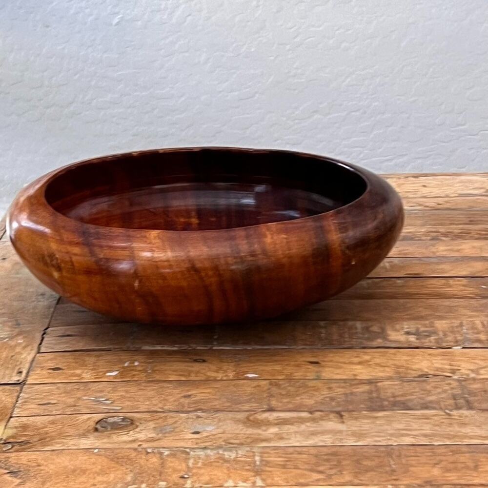 Vintage Solid Wood Bowl 10" MCM Modern - Picture 5 of 12
